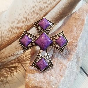 Faux Purple Turquoise Silver Tone Adjustab…